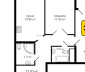 2-комн, 64кв м, этаж 11/21 наб Чуева, 7