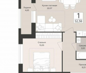 1-комн, 52 кв м, этаж 8/12 ул Кавалерийская, 15