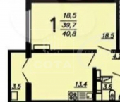 1-комн, 40.8кв м, этаж 13/17 Коренцова улица, 1
