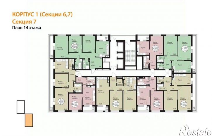 3-комн квартира в новом доме Московский проспект, 136
