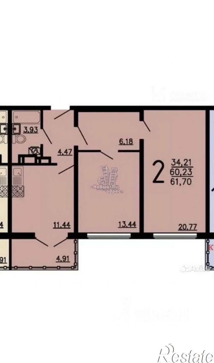 2-комн квартира ул Весенняя, 1К,  д. 1К