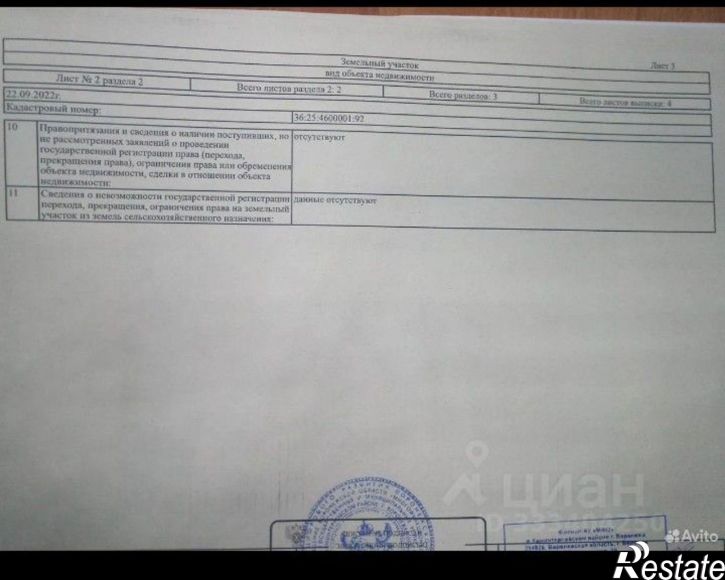 Земельный участок Рамонский район